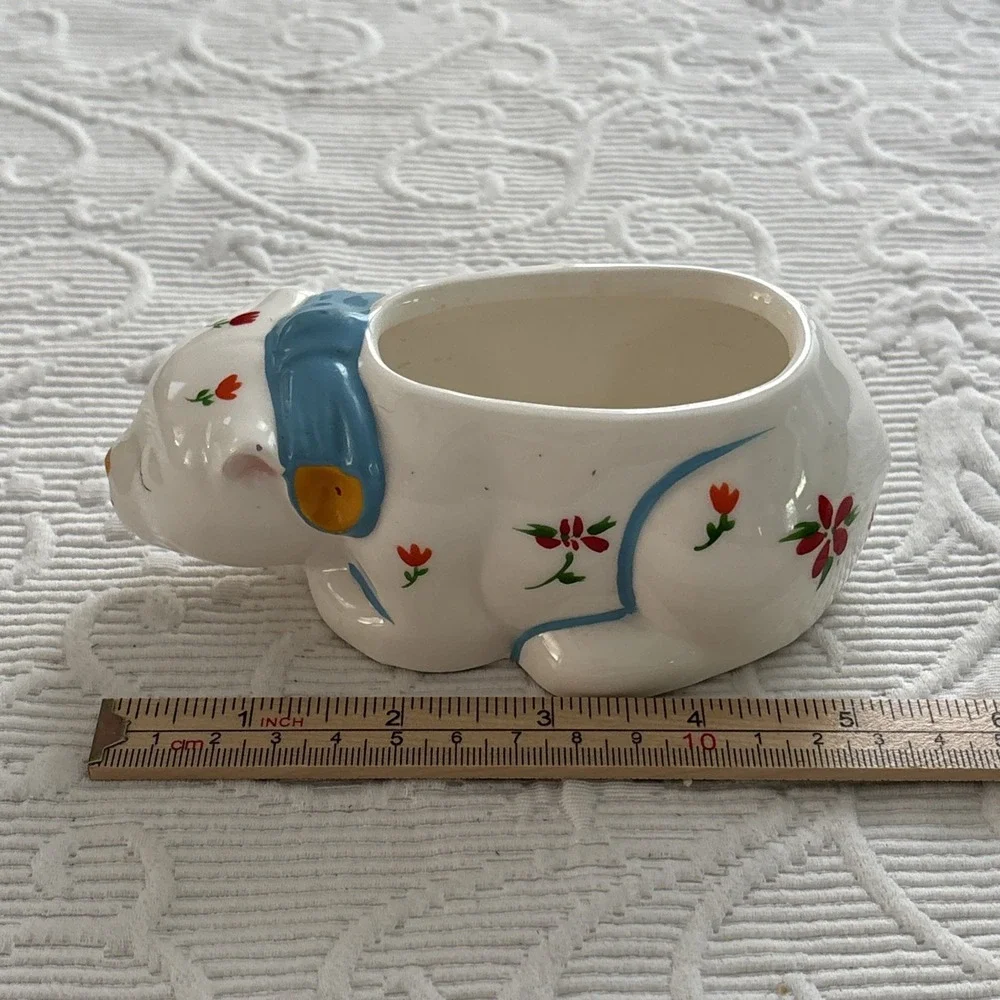 Vintage Porcelain Cat Planter Trinket Dish Kitty MCM Figurine Decor Taiwan